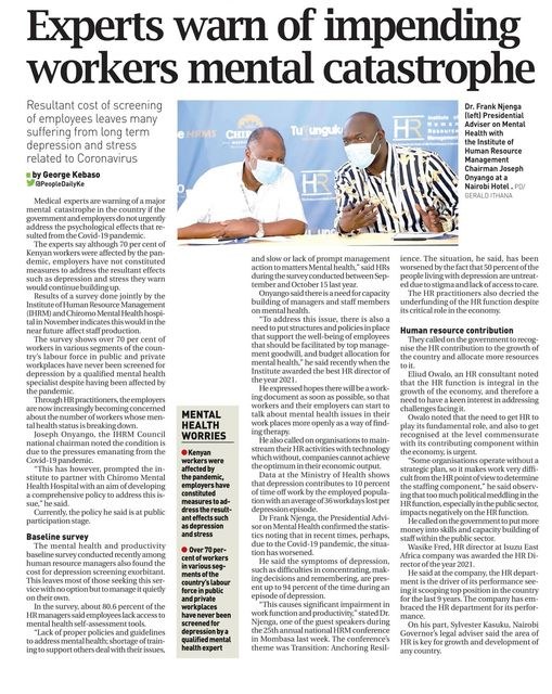 People Daily newspaper feature: Experts warn of impending workers mental catastrophe
